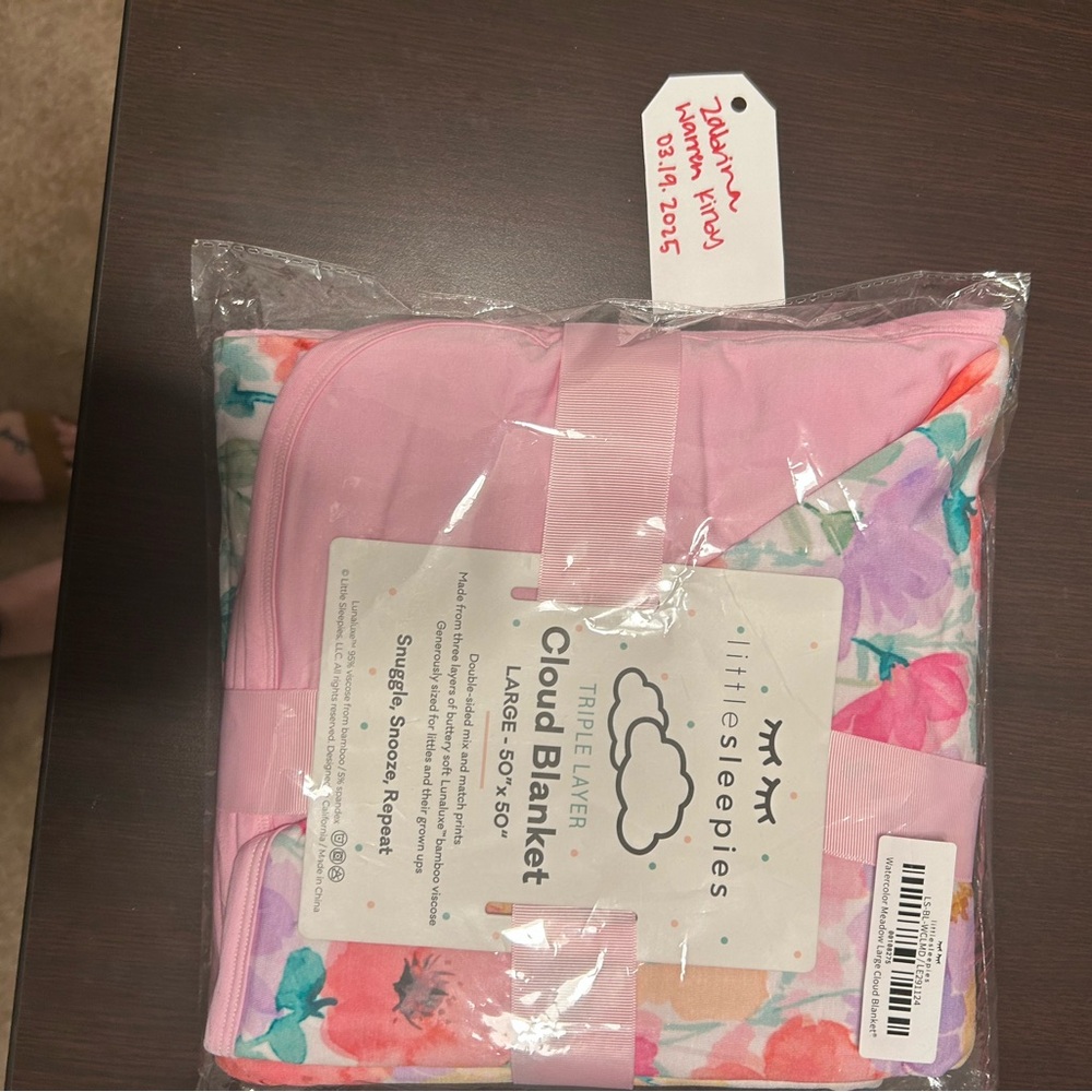Little Sleepies Watercolor Meadow Cloud Blanket NIB